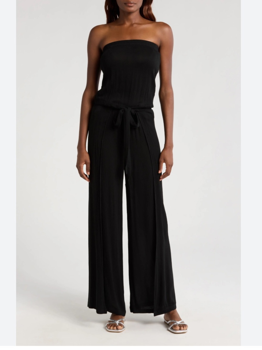 Young Fabulous and broke WHBM Black Strapless Wide-Leg Jumpsuit